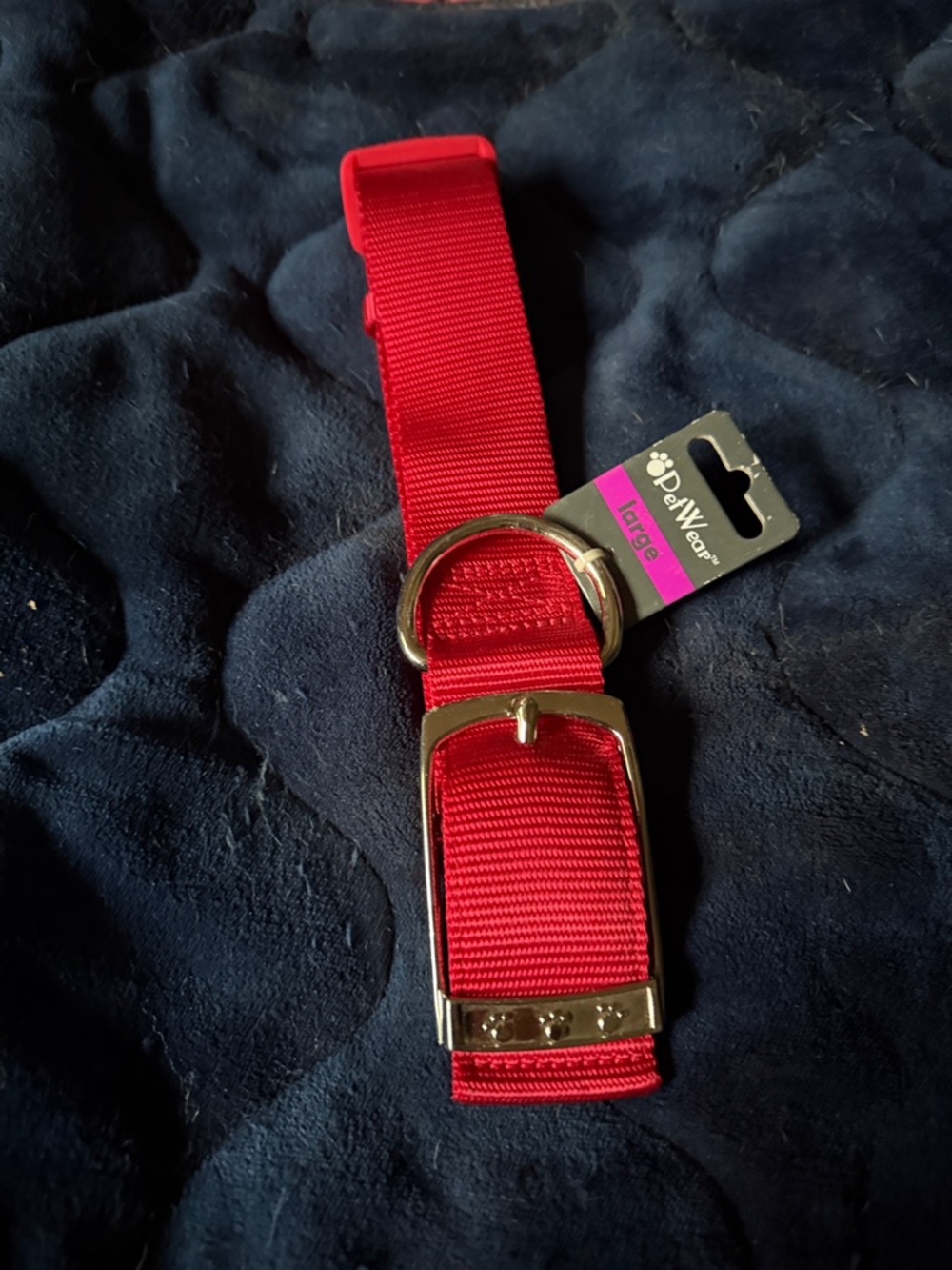 Red Nylon Dog Collar with Silver Hardware- fits Lab up to Great Dane